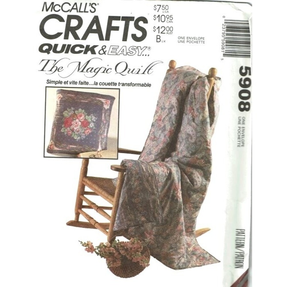 McCalls Sewing Pattern 5908 Magic Quilt Turns into Tote Bag